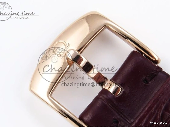 0416 QuickDry De Ville Date RG MKF 1:1 Best Edition Brown Textured Dial Diamonds Marker on Brown Leather Strap A 7747